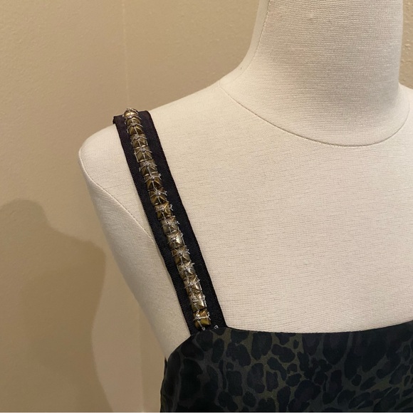 Animale Brazil Silk Slip Mini Dress Animal Print Beads Low Back Lined Medium 38 - Picture 2 of 10